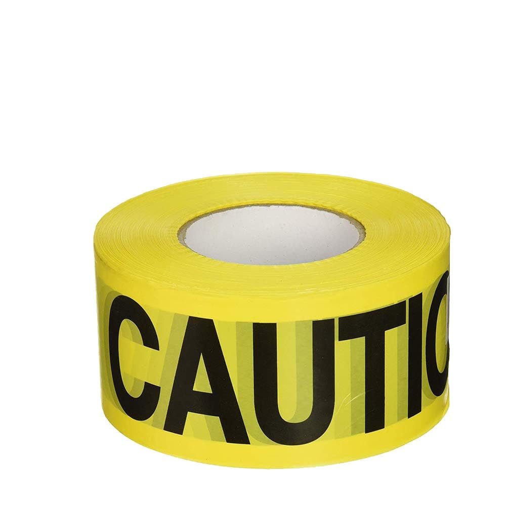 BerryYellow Caution Tape, 3” 328Ft Non-Adhesive Warning Tape, 100 Meter Caution Printed Safety Tape for Off Road Areas, Outdoor Construction Warning, Crime Scene Barrier, Danger Zone - 1 Roll
