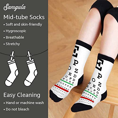 Image of Red Striped Crew Socks for Woman Size 6-8 Christmas Tree Moose Snowflake Dots Lines Girls Socks