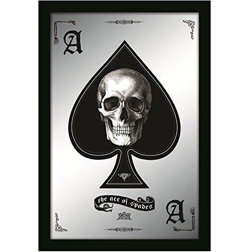 CrazyGadget® Design Mirror Easy Hanging Funky Retro Wood Effect Black Frame Reflection (Ace of Spades)