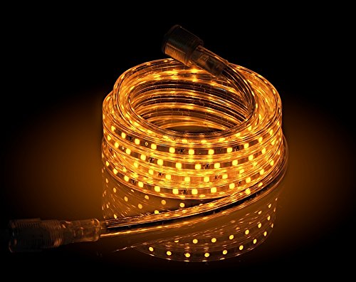 Image of CBConcept UL Listed, 50 Feet, Super Bright 13500 Lumen, Yellow, Dimmable, 110-120V AC Flexible Flat LED Strip Rope Light, Commercial Grade, Indoor Outdoor use, Ready to plug n shine