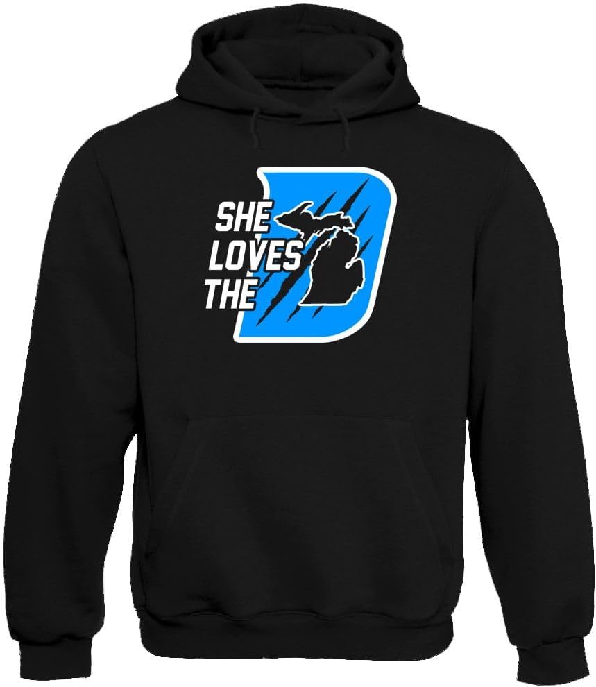 Xtreme Apparrel She Loves The D Men's Hoodie Sweatshirt for Football Fans