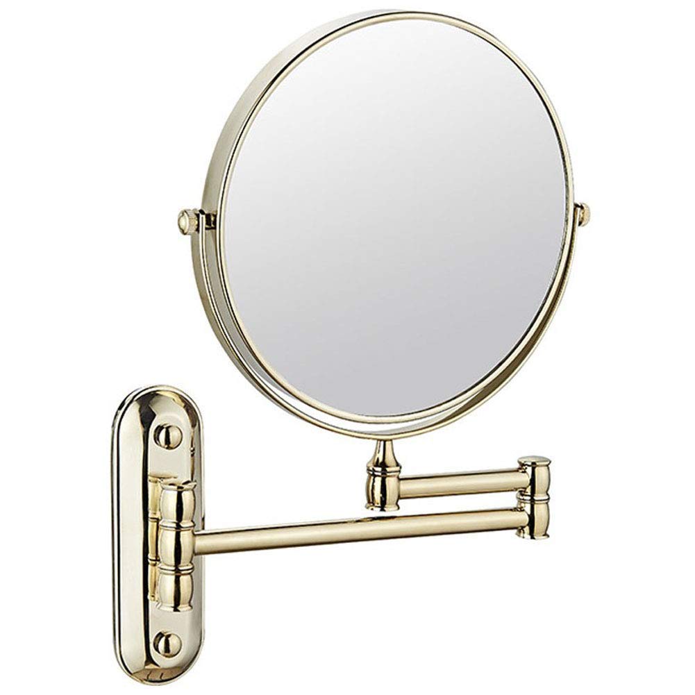 Miroir de maquillage mural 8 pouces JCAKES or titane avec grossissement double face 1X/5X