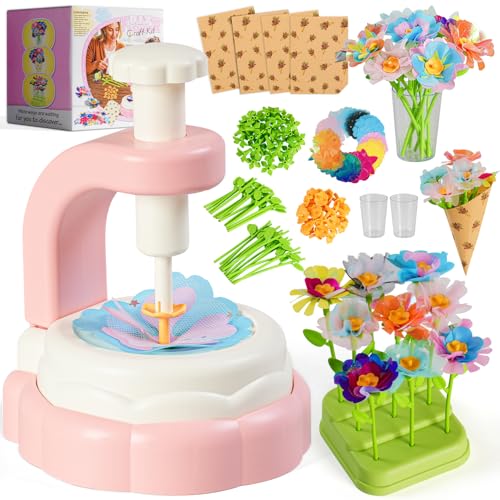 Fabric Flower Bouquets Toys, Craft Kits Toys for Kids, DIY Flower Market Toy, Build Flowers Bouquet, Arts & Crafts for 4 5 6 7 8 Year Toddler Girl, Creative Play Preschool Education Activity Gifts