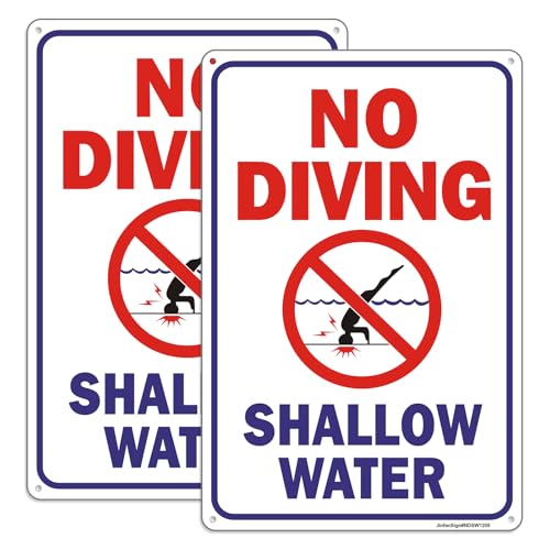 (2 Pack) Señal No Bucear Agua Superficial 12"x8" miniatura 1