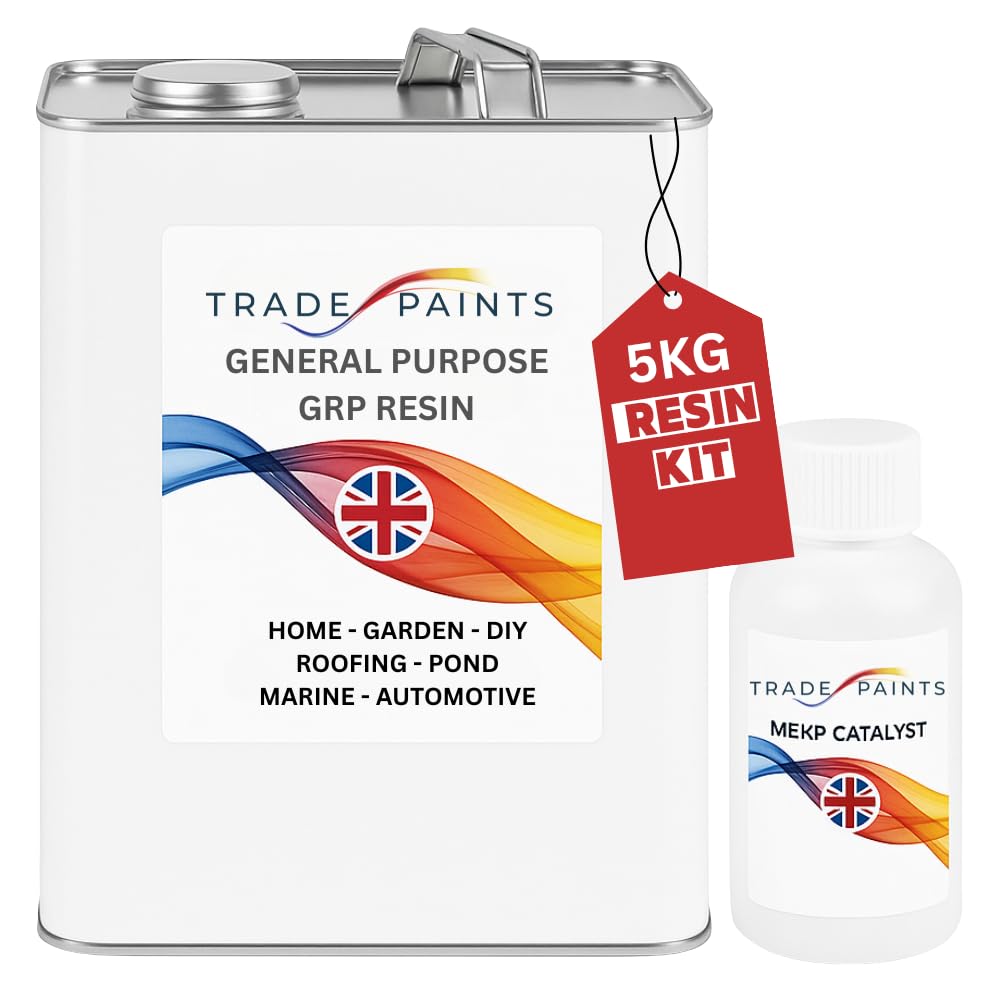 General Purpose GRP Fibreglass Boat Marine Roofing Pond Laminating Repair Polyester Resin 5Kg + Catalyst 100g - Lloyds Approved