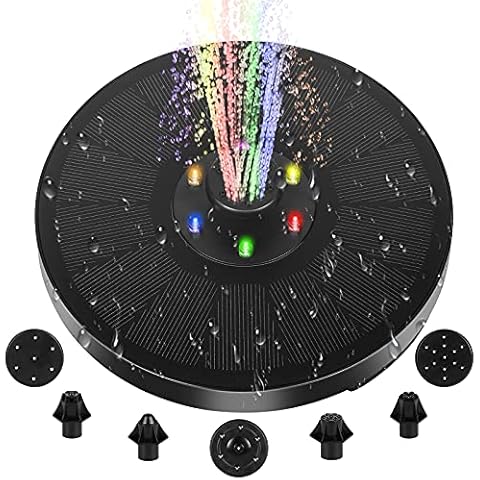 FRAMICS 3W Solar Fountain Pump with LED Lights, Upgraded Solar Water Fountain Kit with 7 Nozzles, Solar Bird Bath Fountain with 900 mAh Battery Backup for Pond, Pool, Garden, Patio, Fish Tank, Outdoor Cover