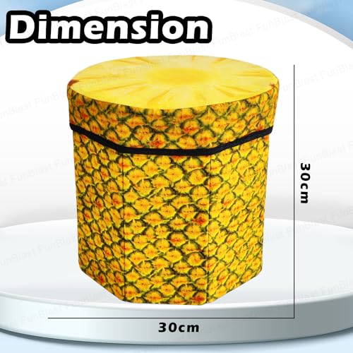Image of Funblast Multi-Functional Folding Storage Ottoman Box Organizer Cum Stool With Seat Cushion, Storage Boxes For Toys For Kids (Pine Apple) - Multicolor