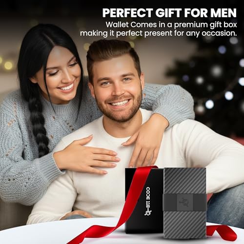 Image of CODE 118 Wallet for Men - Slim Minimalist Aluminum Smart Wallet with RFID Blocking - Compact cash and Credit card holder with Pop Up Ejector (Classic, Carbon Fiber)