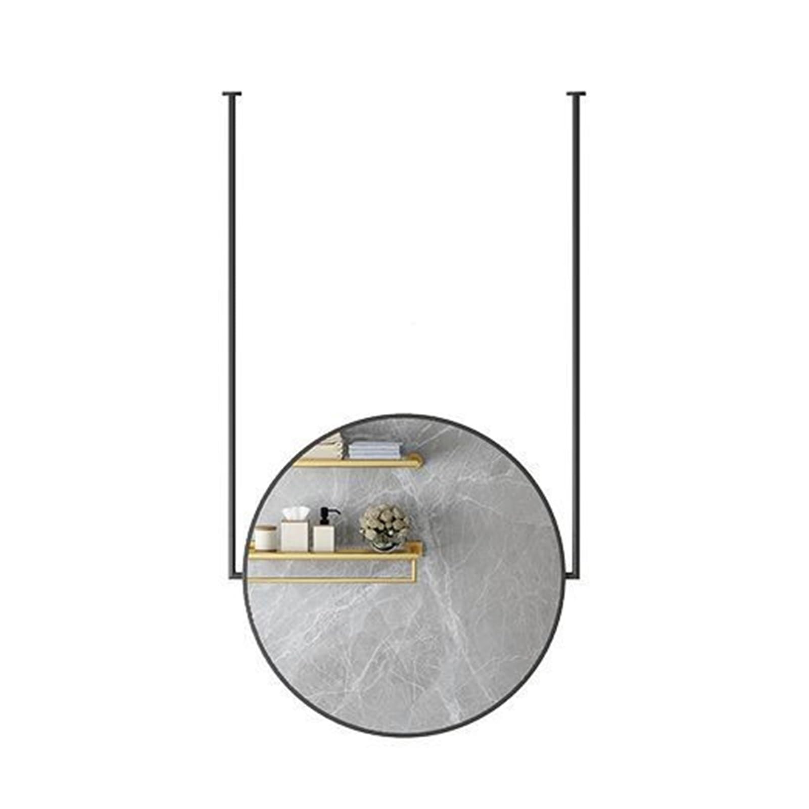 Miroir mural rond design suspendu en fer noir pour chambre à coucher