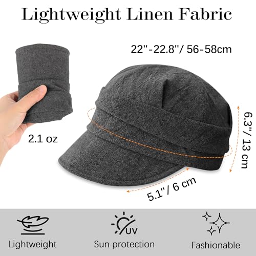 Gorra Newsboy Ababalaya de lino transpirable con visera ajustable miniatura 2