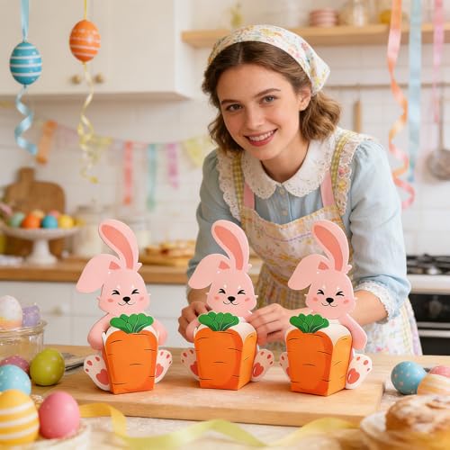 20 Stück Geschenkboxen Ostern,Kleine Schachteln mit Osterhase & Karotte Motiv Ostertüten Kreative Möhrenkisten zum Befüllen,Kleine Ostergeschenke für Erwachsene,Verpackung für Süßigkeiten Ostereier