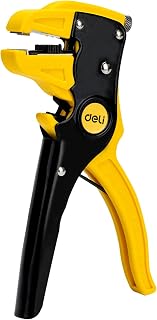 deli Automatic Wire Stripper and Cutter, Quick Strip Wire Stripper Tool for 10-24 AWG Electrical Cable and Autimotive Repair, Ergonomic Handle Design, Yellow and Black
