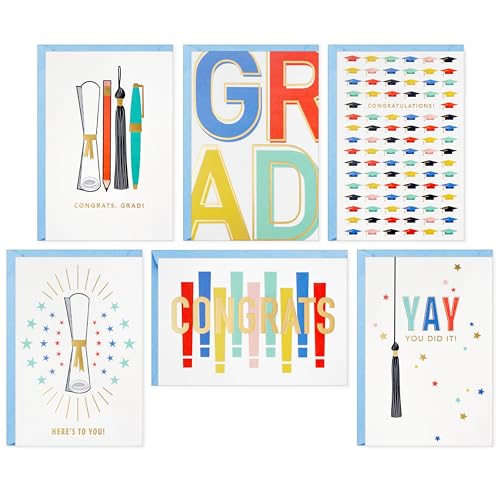 Hallmark Graduation Cards with Envelopes, Assorted 36-Pack (Here's to You!)