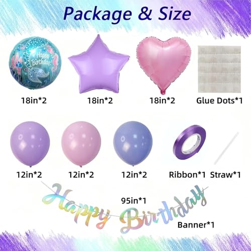 Mermaid Birthday Decorations for Girls 1-9 Years Old Party Balloon Kit(3rd) by YBPTST - Used condition - Image 3