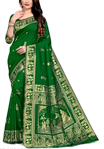 Generic green baluchari silk saree – image 2