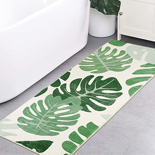 Haocoo Green Bath Rug Runner 24 X 71 Inch, Ultra Soft Cozy Velvet Non-Slip Large Bathroom Rugs,Machine Washable Bathroom Runner Rug Green Rug Bath Mat For Tub Shower Christmas Decor #TOP5