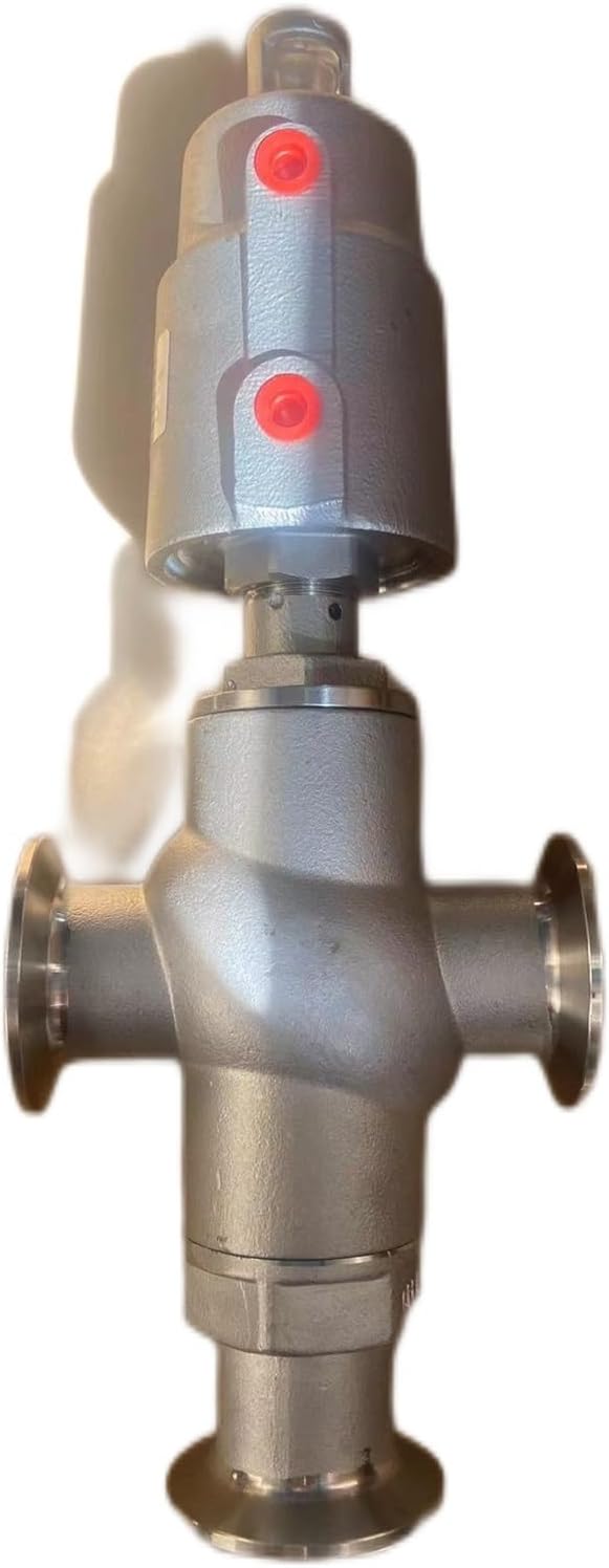 1PCS DN15/20/25/32/40/50 Three-Way clamp 1/4" 3/8" 1/2" 3/4" 1" BSPT Three-Way 3-Way 304 Stainless Steel Pneumatic Angle seat Valve(Thread,3/4")