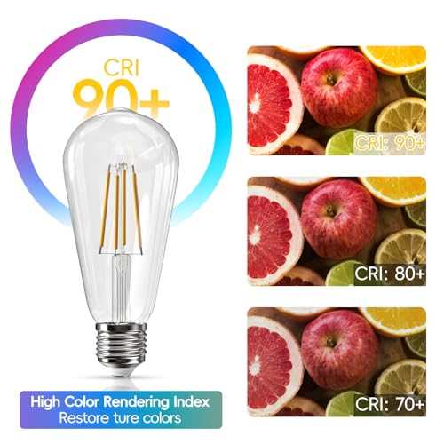 Image of Jensense Edison Bulbs E26 LED Bulb 60 Watt Equivalent, Vintage LED Light Bulbs CRI90+ ST19, Dimmable Clear Light Bulbs (2700k Warm White, 6watt-3 Pack)