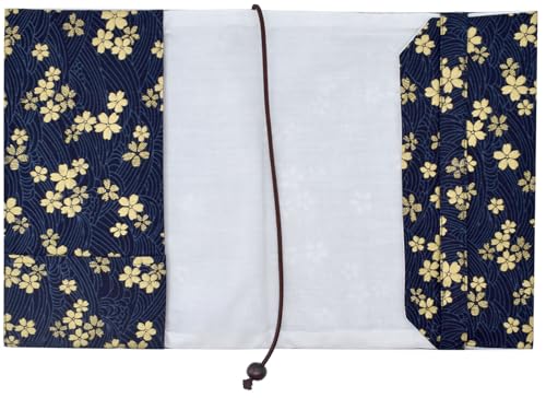 BLBMH A5 Book Cover for Paperbacks- Adjustable Fabric Book Sleeve Cover Protector Fit for 5.5x8.2 inch Hardcover Softcover Book Novels Notebook -Blue Cherry Blossoms - Thumbnail 3