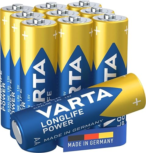VARTA Pilas AA, paquete de 10, Longlife Power, Alcalinas, 1,5V, para juguetes, ratones inalámbricos, linternas eléctricas, Made in Germany