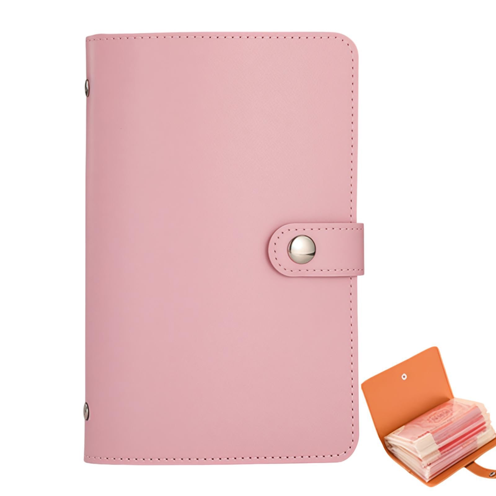 100 Envelopes Saving Challenge,Envelope Challenge Binder,Money Saving Wallet,Cash Binder,Includes Saving Notebook & Binder 50 Pages,Cash Budget Money Saving Book for Couples,Offices and Home(Pink)