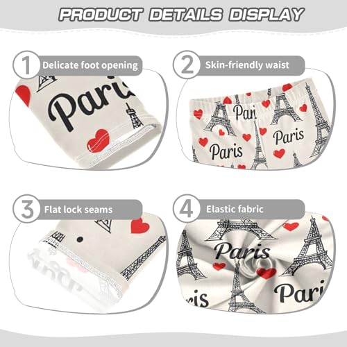 Valentine Romantic Paris Love Girls Leggings Soft Stretch Workout Yoga Dance Pants for Kids Casual Tights3