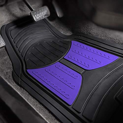 Image of FH Group Monster Eye Full Set Rubber Floor Mats w. Trimmable Vinyl Trunk Liner /Cargo Mat Black- Fit Most Car, Truck, SUV, or Van (Blue /Black) F11313- F16403