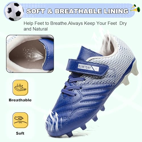 Image of Kids Soccer Cleats Boys Girls Athletic Outdoor Firm Ground Football Shoes | Youth Training Baseball Shoes for Little /Big Kid
