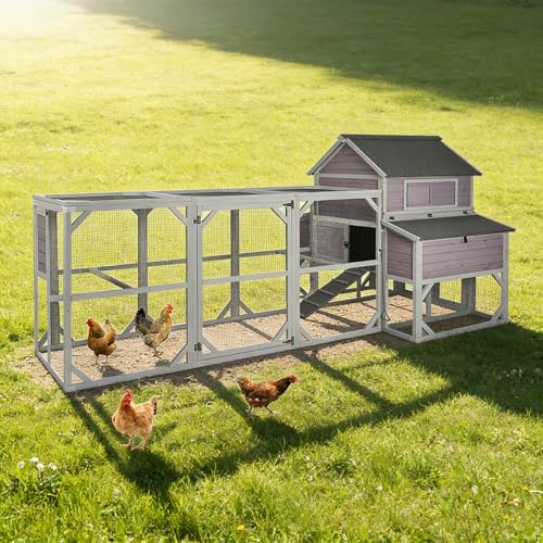 Image of 55ft Extra Large Chicken Coop with Run, Super Large Chicken Tractor Chicken House, Wooden Hen House Poultry Cage Outdoor with 6 Large Nesting Boxes, 6 Perches for 10-15 Chickens