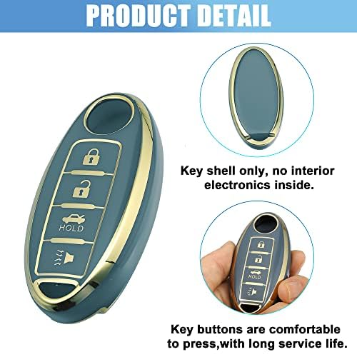 MACHSWON 4 Button Silicone Smart Key Fob Case Cover Key Fob Shell Protector Keyless Blue for Infiniti QX80 2014 - Image 4