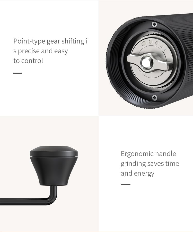 Miniatura 7 de Molinillo de café manual, capacidad de 0.88 oz con fresas cónicas de acero inoxidable CNC, ajuste interno ajustable, posicionamiento de doble