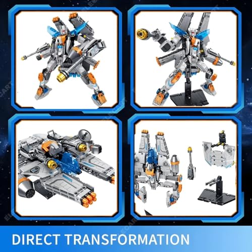 Image of 2-in-1 Robot Spaceship Building Blocks Set - 673 PCS Transforming Robot to Spacecraft Construction Toy | STEM Creative Building Kit for Kids Boys Girls 6+ | Educational Gift Toy