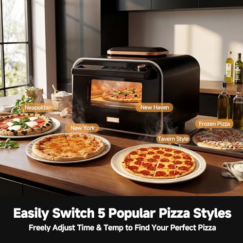 KINGWISE Pizza Oven, Pizza Maker with 5 Preset Modes, Adjustable Time & Temp to 400°C, Pizza Oven Indoor with 13 Inch Pizza Stone, Complete Pizza Making Set Included - Image 5