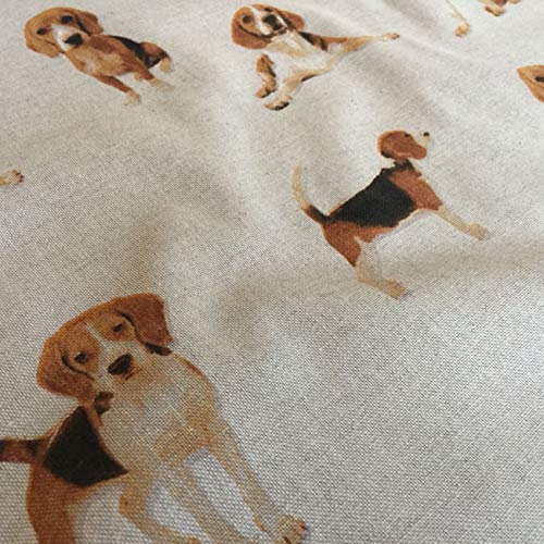 Balsara's Ltd Fat Quarter Stoff mit Hundemotiv, 100% Leinen, 46 x 58 cm, Beige