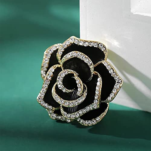 Image of Women Camellia Flower Pearl Enamel Brooch Pins for Ladies Jewelry Fashion