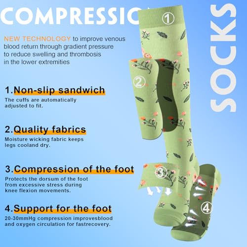 Image of bropite Compression Socks 20-30 mmHg, 6 Pairs Knee-High for Running, Nurse&Travel