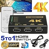 Multibao 5 In 1 Out HDMI Switch with Remote - 4K 3D 1080P Plug & Play HDMI Switcher for PS4, Xbox, DVD Player, HDTV, Computer, Laptop, Projector - Image 2