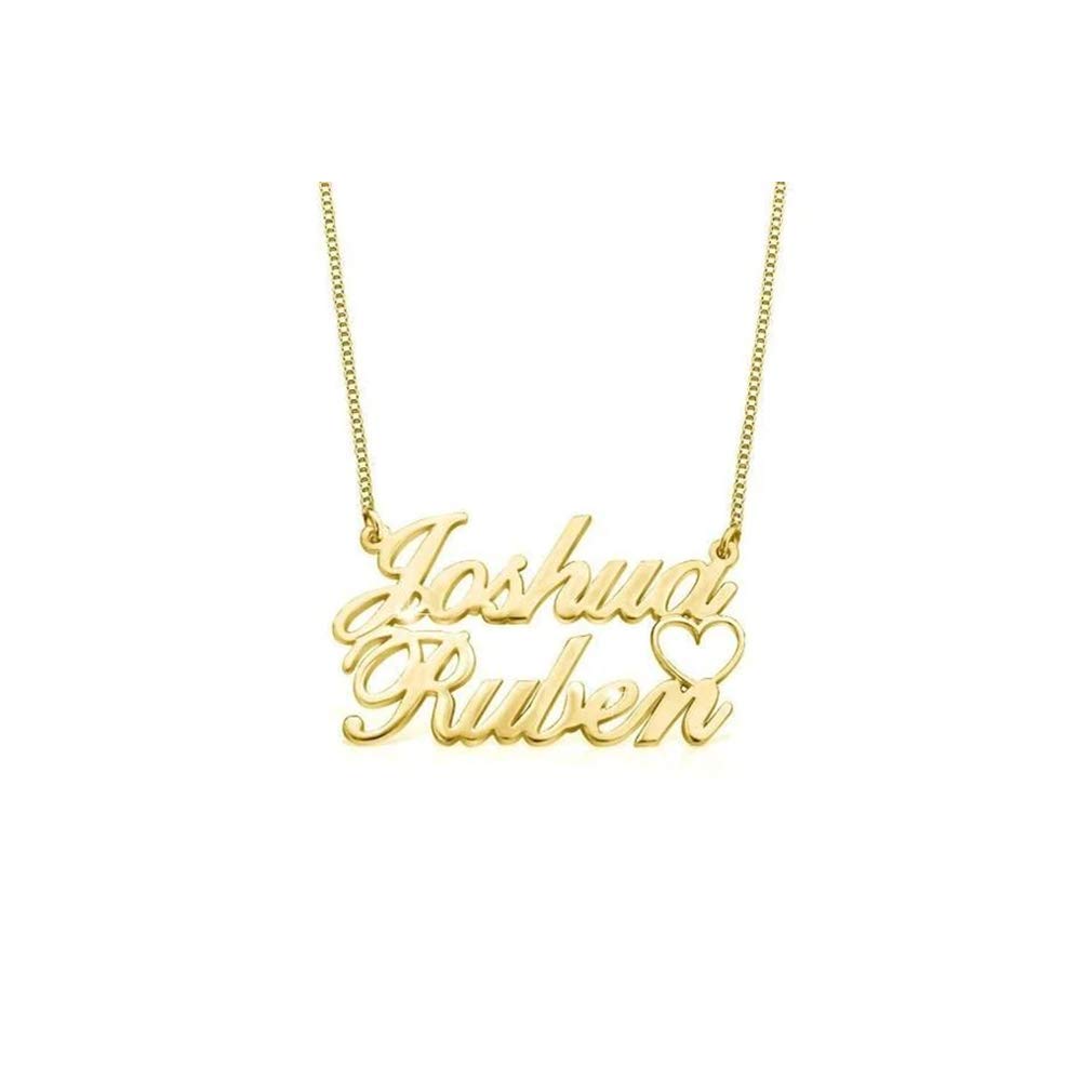 LONAGO 925 Sterling Silber Personalisierte Namenskette Liebesherz Benutzerdefinierte Zwei Namen Anhänger Halskette Schmuck