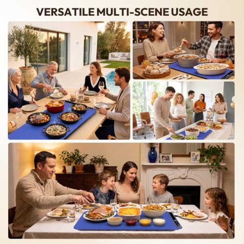 Warming Mat for Food Extra Large , Fast Heat Food Warmer for Buffet Parties | with Heat Resistant Pad, 7 Temps, 6H Timer, Child Lock, Rollable, Easy Clean, Heating Mats Tray for Chafing Dishes - image 9