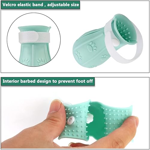 Miniatura 5 de Botas de gato solo para gatos, 4 unidades de zapatos antiarañazos, guantes de gato para evitar arañazos, protector ajustable de silicona espinosa