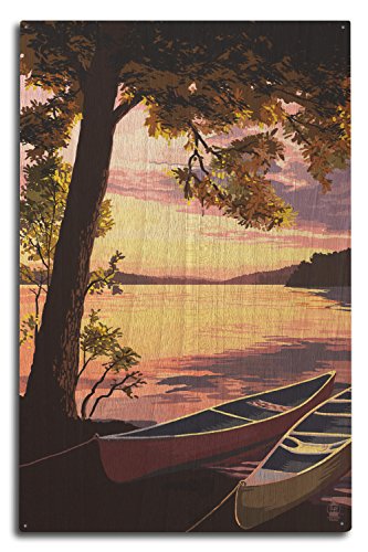 Canoe and Lake at Sunset (10x15 Wood Wall Sign, Wall Decor Ready to Hang) Canoe and Lake at Sunset (10x15 Wood Wall Sign, Wall Decor Ready to Hang)