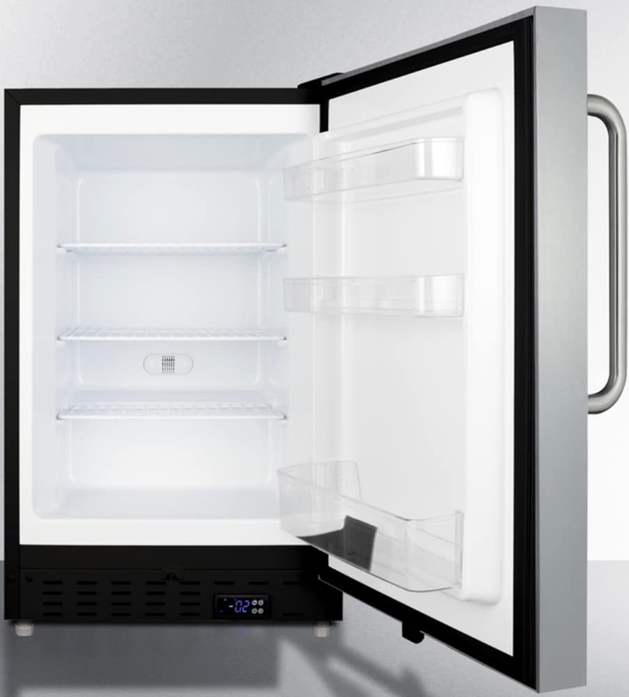 Summit Appliance ALFZ37BCSS Built-in Undercounter ADA Compliant Residential All-Freezer with Stainless Steel Cabinet, Towel Bar Handle, Door Storage, Adjustable Thermostat and Manual Defrost on Fridge.com
