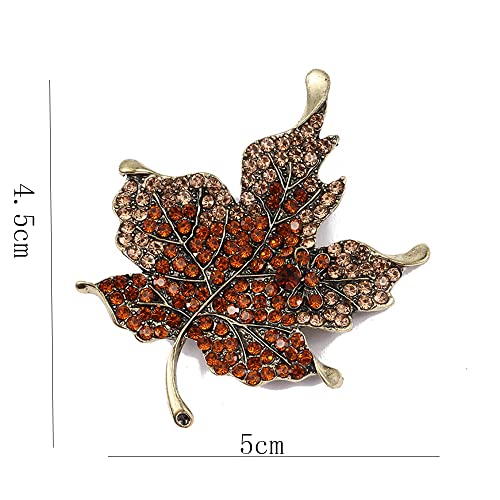 Image of Antique Plated Maple Leaves Brooch Suit Sweater Collar Lapel Metal Pin Leaves Brooches Accessories
