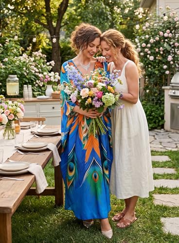 Image of Yanziliu Kaftan Dress for Women,Plus Size Hawaiian Batwing Sleeve Beach Cover Up Summer Swimsuit Dresses
