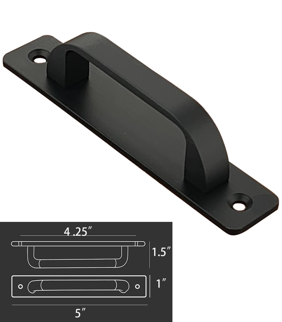 Schrankgriffe mit Bodenplatte, 108 mm, flach, schwarz, 12 Stück