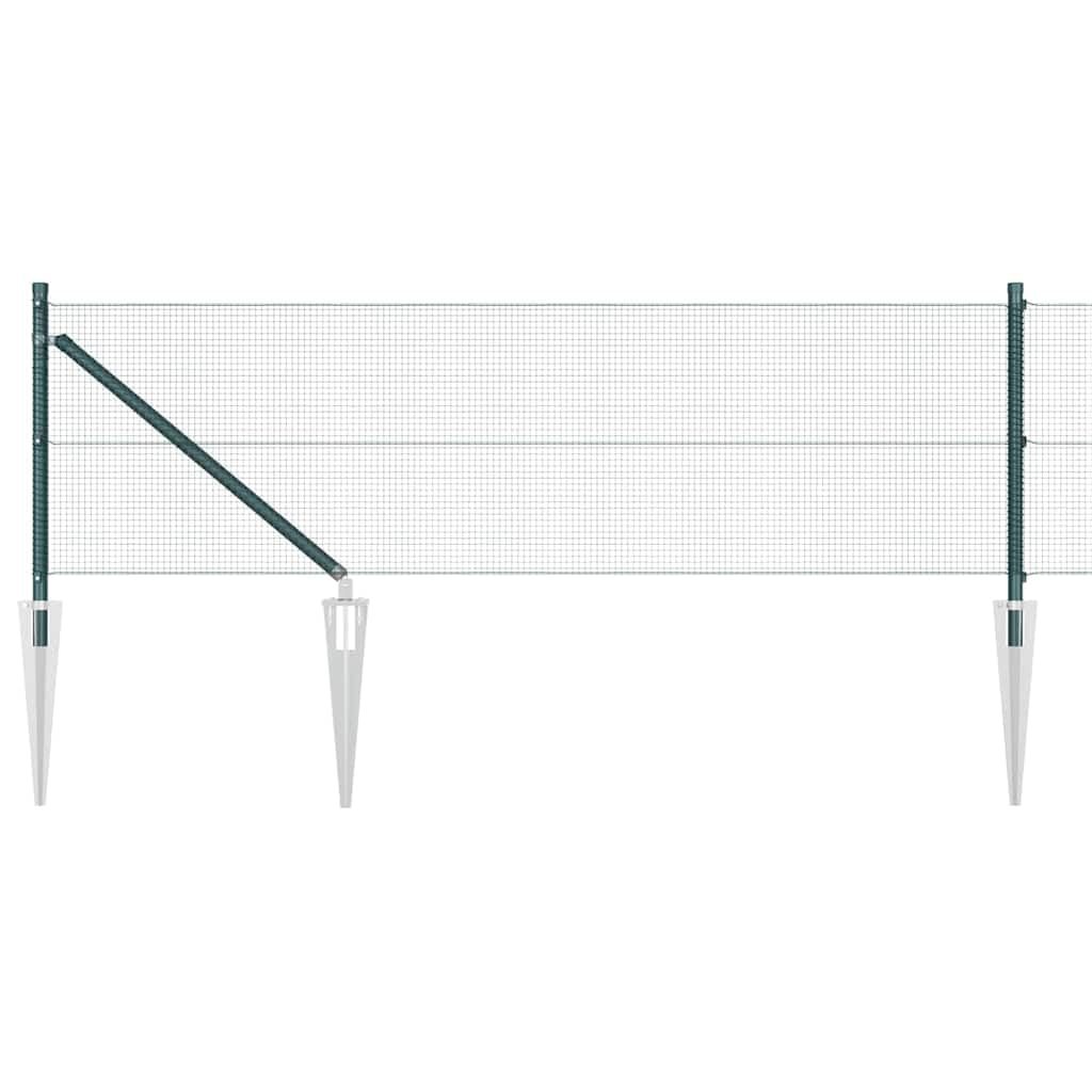 Green Steel and PVC Fence Post Set 10 x 0. 6 m with 12 x 12 mm Mesh, Weather Resistant Outdoor Garden Perimeter Barrier for Terrace and Lawn Enclosure, Durable Modular Support Powder Coated Finish