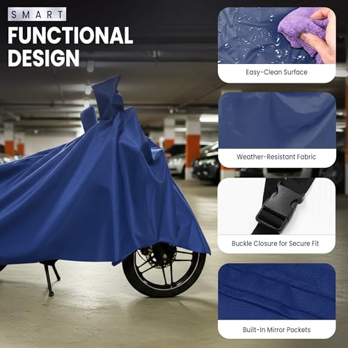Image of Robustt Bike Cover for Dust with UV Protection, Universal Fit (125cc to 150cc), Water Resistant & All Weather Protection with Two Wheeler Cover | Keeps Bike Cool | Perfect Bike Body Cover