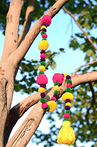 VLiving Bohemian Home Décor Pompom - Guirnalda multicolor hecha a mano (tamaño 1 metro) Cover