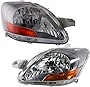 Evan-Fischer Headlight Set Compatible with 2007-2011 Toyota Yaris Left Driver and Right Passenger Side Halogen