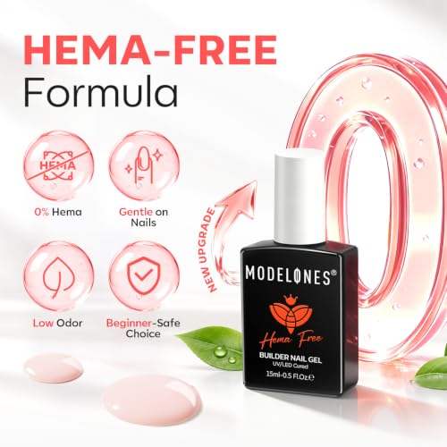 Image of modelones Builder Nail Gel HEMA-Free Cover Nude, Gentle Builder For Nails
